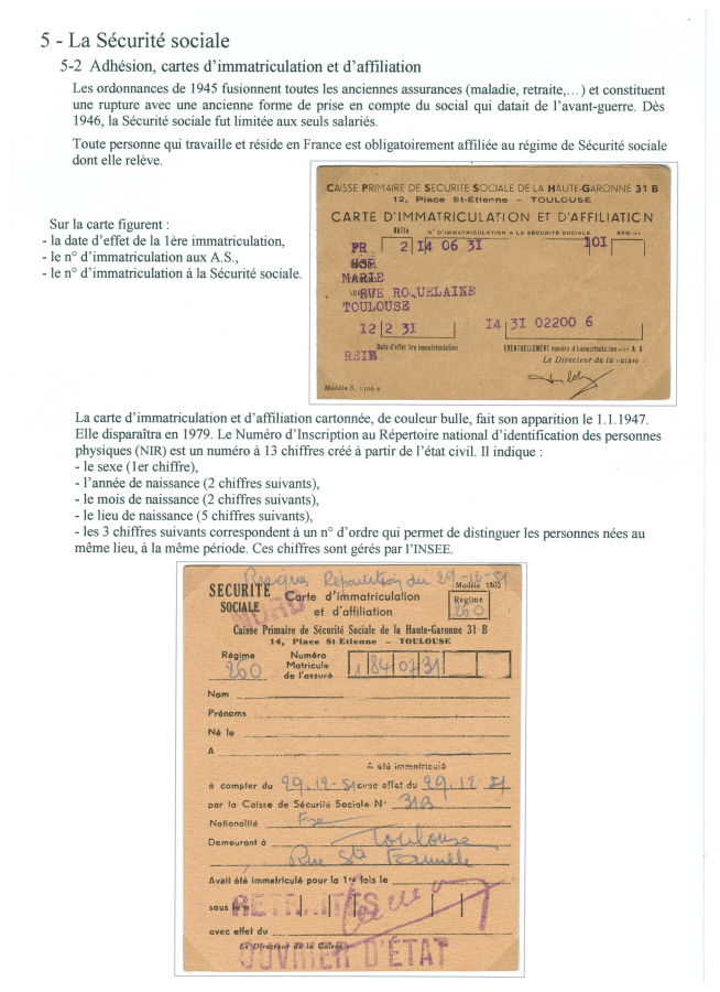 Carte d'immatriculation et d'affiliation (1947)